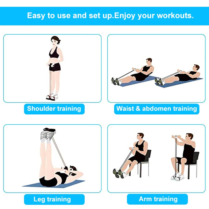 4-Tube Resistance Band Pedal Exerciser for Home Workout