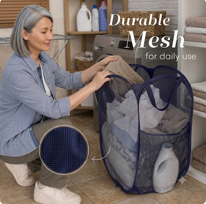 Double Pack: Foldable Mesh Laundry Hamper - Breathable & Spacesaving