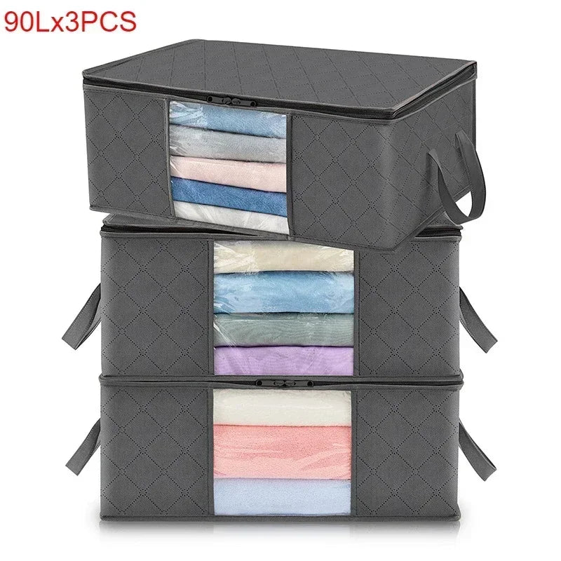 Foldable Clothes Storage Organizer Bag with Reinforced Handles