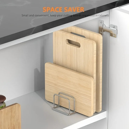 Space-Saving Cutting Board Holder – Under Cabinet & Countertop Organizer Rack