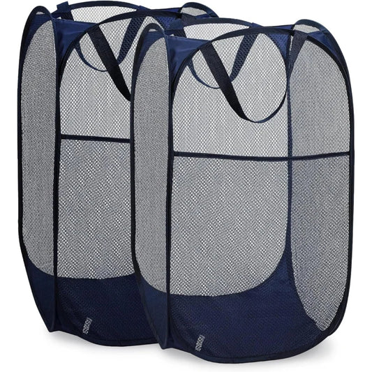 Double Pack: Foldable Mesh Laundry Hamper - Breathable & Spacesaving