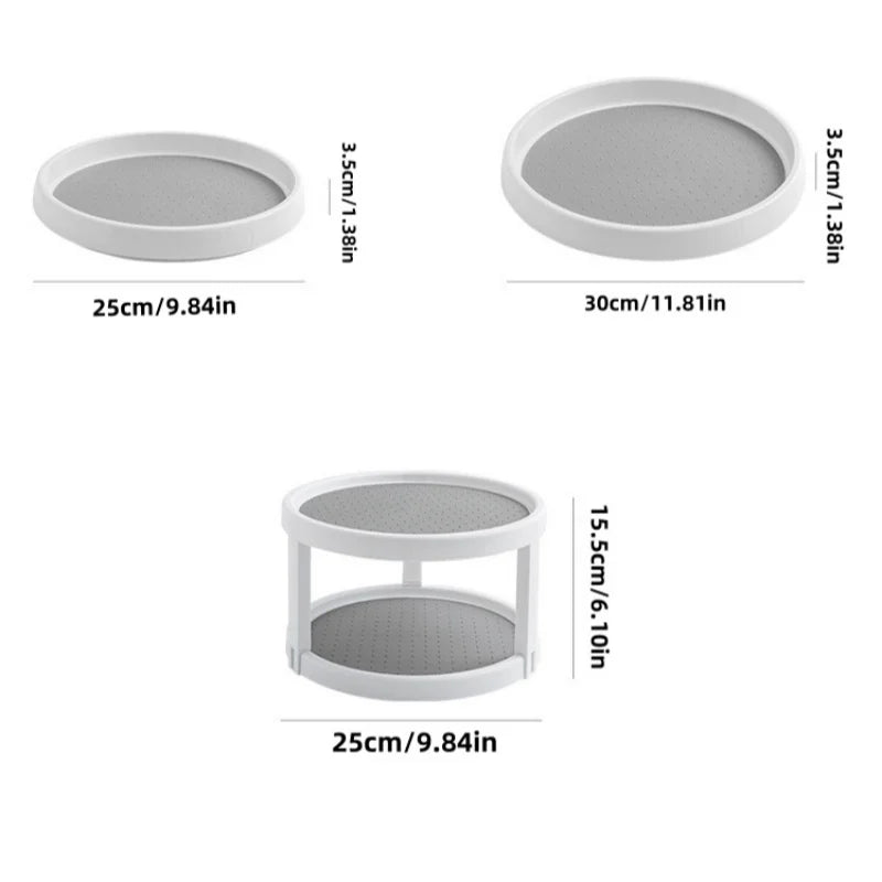 2-Tier Rotating Spice Rack Organizer – 360 Degree Lazy Susan Turntable for Kitchen & Cabinet