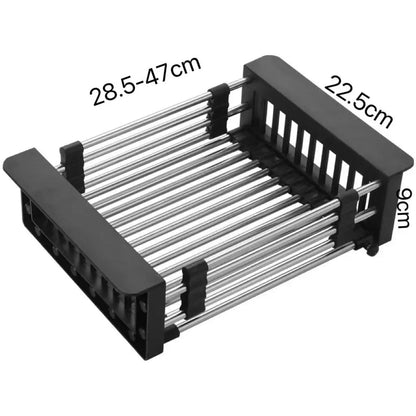 Expandable Stainless Steel Over the Sink Dish Drying Rack & Kitchen Drain Basket