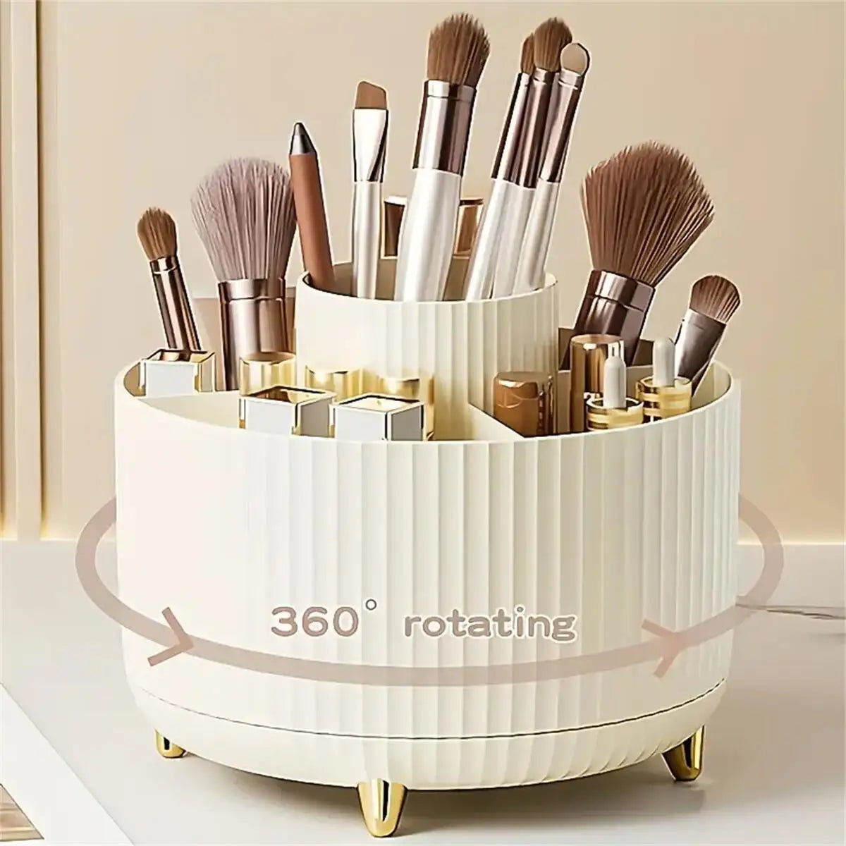 360° Rotating Makeup Brush Organizer Holder