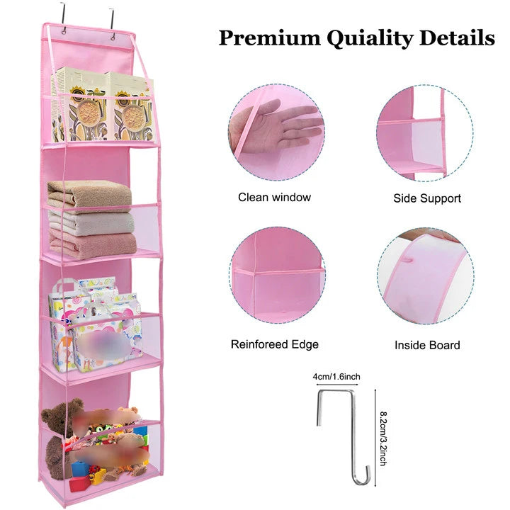 Over The Door Hanging Closet Organizer – Multi-Tier Foldable Storage Shelves