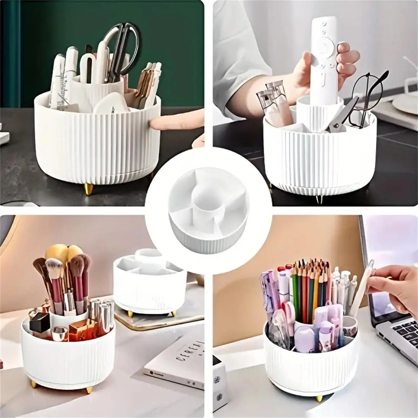 360° Rotating Makeup Brush Organizer Holder
