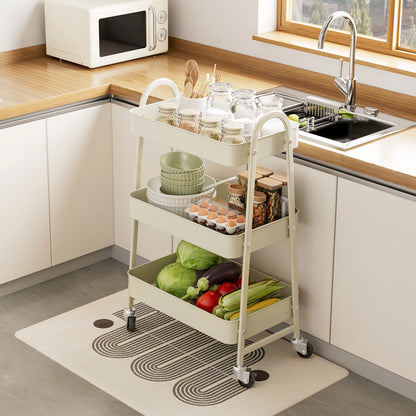 3-Tier Rolling Utility Cart – Heavy-Duty Storage Organizer Trolley with Wheels