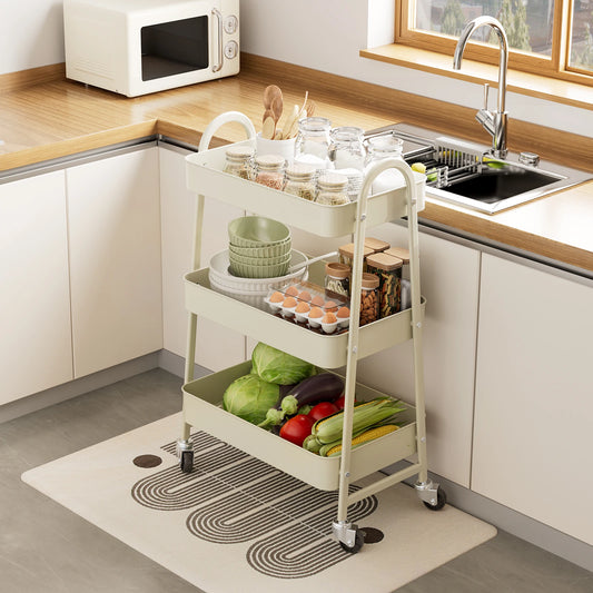 3-Tier Rolling Utility Cart – Heavy-Duty Storage Organizer Trolley with Wheels