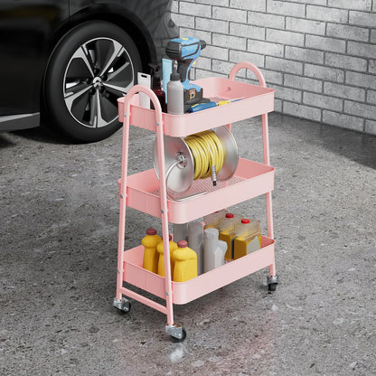 3-Tier Rolling Utility Cart – Heavy-Duty Storage Organizer Trolley with Wheels
