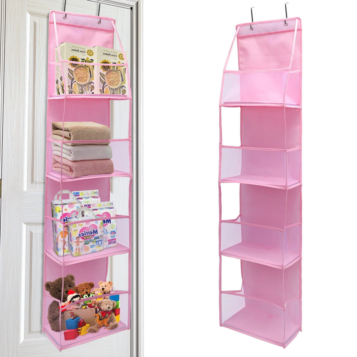 Over The Door Hanging Closet Organizer – Multi-Tier Foldable Storage Shelves