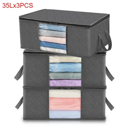 Foldable Clothes Storage Organizer Bag with Reinforced Handles